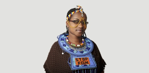 Purity Soinato Oiyie, una chica masai, escapó de la mutilación genital femenina cuando tenía 10 años, ejemplo onu.
