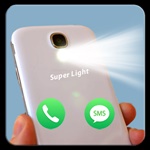Pate trasera de un móvil blaanco, con el flash activado. sobrepuestos los iconos de sms y teléfono, en verde. Fondo azul.