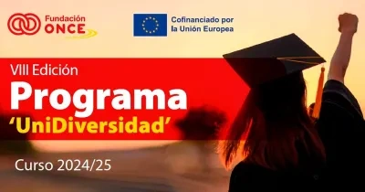 Cartel VIII Edición Programa UnioDiversidad Curso 2024 - 2025. Fundación ONCE y Cofinanciado por el Fondo Social Europeo