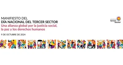 Portada del Manifiesto del Día Nacional del Tercer Sector 2024. Una alianza global por la justicia social, la paz y los derechos humanos. 9 de octubre de 2024