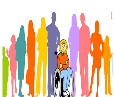 Dibujo de la inclusión social de personas con discapacidad