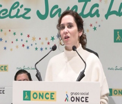 Díaz Ayuso, durante su intervención en el acto organizado por la ONCE (Fuente: Comunidad de Madrid)