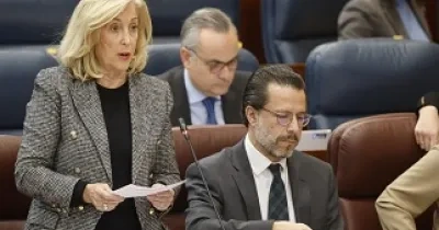 La consejera de Familia, Juventud y Política Social, Concepción Dancausa, durante su intervención en el Parlamento regional para anunciar la creación de esta nueva entidad pública (Fuente: Comunidad de Madrid)