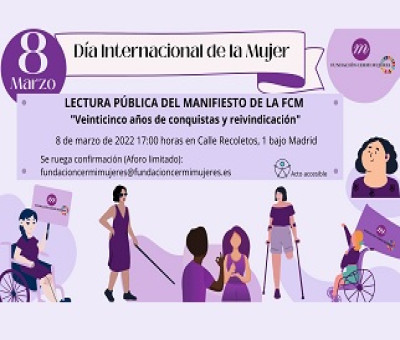 Banner sobre el Manifiesto con motivo del Día Internacional de la Mujer de la Fundación CERMI Mujeres (FCM)