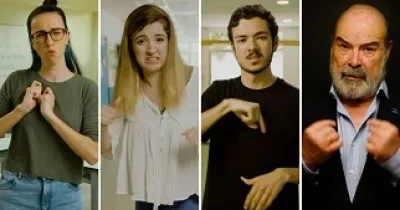 Imágenes de la campaña para la prevención del acoso escolar en la juventud sorda, con la colaboración del actor Antonio Resines