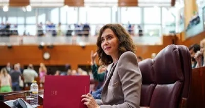 La presidenta en funciones de la Comunidad de Madrid, Isabel Díaz Ayuso, durante su intervención en la Asamblea Autonómica (Fuente: Comunidad de Madrid)