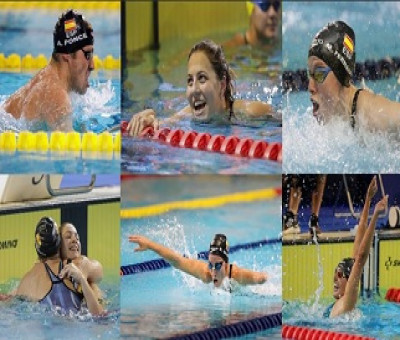 Algunos de los representantes del equipo español de natación paralímpica que han ganado medallas como Toni Ponce, Nuria Marqués, Marta Fernández, Anastasiya Dmytriv, Sarai Gascón y Michelle Alonso (Fuente: Comité Paralímpico Español)