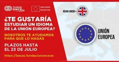 Banner informativo sobre la VI edición del programa de ayudas de movilidad internacional para que jóvenes con discapacidad de Fundación ONCE (Fuente: Fundación ONCE)