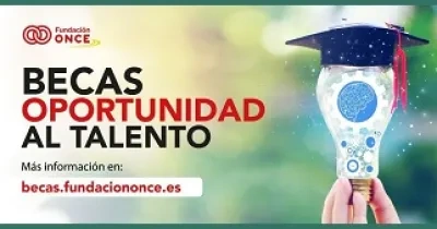 Banner informativo de la convocatoria de Becas OPORTUNIDAD AL TALENTO de Fundación ONCE (Fuente: Fundación ONCE)