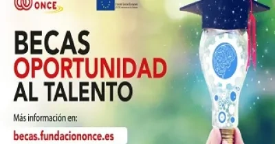 Banner de la convocatoria de becas ‘Oportunidad al Talento’, en la que aparece la web donde puede obtenerse toda la información