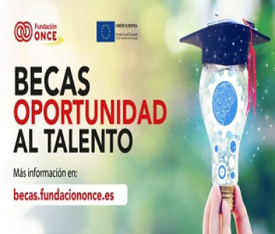 Banner de la convocatoria de becas ‘Oportunidad al Talento’, en la que aparece la web donde puede obtenerse toda la información