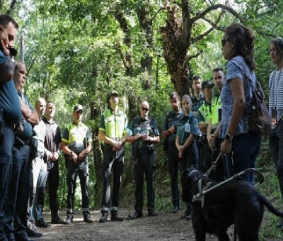 Un momento de la intervención de Lourdes González Perea en la III Jornada Internacional de Cooperación Policial Jacobea, con la Guardia Civil en terreno del Camino (Fuente: Fundación ONCE)