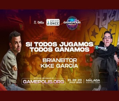 Banner de Gamepolis, el mayor festival de videojuegos del sur de Europa, que tiene lugar en Málaga, donde participa el Grupo Social ONCE con ‘Ga11y’