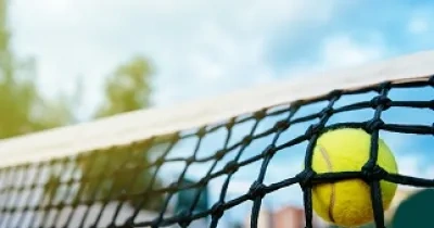 Una pelota de tenis en la red (Fuente: Servimedia)