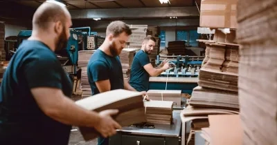 Personal trabajando en una empresa de cartón