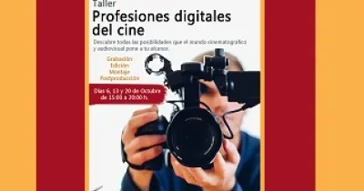 Cartel del Taller Profesiones digitales del cine, dentro de los cursos formativos de Por Talento Digital