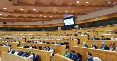 Un momento del hemiciclo donde se celebran los plenos del Senado (Fuente: Senado de España)