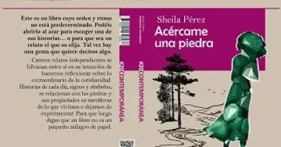 Banner del libro “Acércame un piedra” de Sheila Pérez, con la portada del mismo