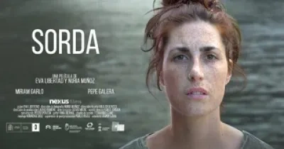 Cartel de la película SORDA, con la actriz sorda Miriam Garlo en primer plano
