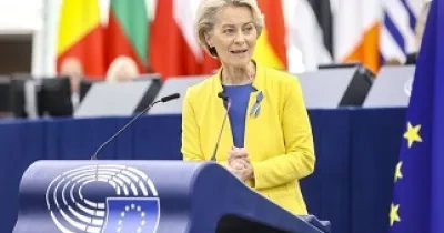 La presidenta de la Comisión Europea, Ursula von der Leyen, en el discurso sobre el Estado de la Unión (Fuente: Parlamento Europeo)
