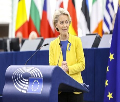 La presidenta de la Comisión Europea, Ursula von der Leyen, en el discurso sobre el Estado de la Unión (Fuente: Parlamento Europeo)