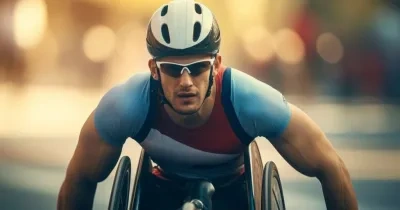 atleta con discapacidad realizando ciclismo adaptado