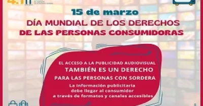 Banner del Día Mundial de los Derechos de las Personas Consumidoras de FIAPAS, sobre la accesibilidad en la publicidad audiovisual que también es un derecho para las personas con sordera (Fuente: FIAPAS)