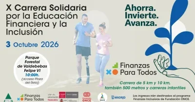 Cartel de la X Carrera Solidaria por la Educación Financiera con el lema 'Ahorra, invierte, avanza'