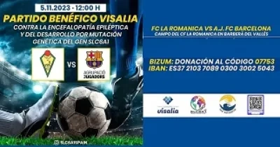 Cartel del partido benéfico entre el CF La Románica y el AJ FC Barcelona, a favor de asociaciones que ayudan a afectados por enfermedades raras