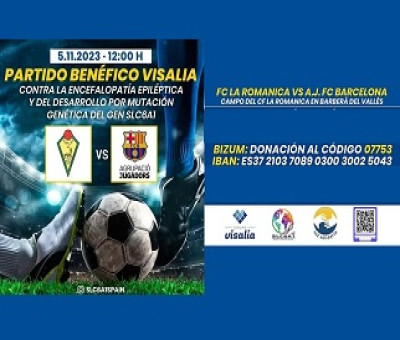 Cartel del partido benéfico entre el CF La Románica y el AJ FC Barcelona, a favor de asociaciones que ayudan a afectados por enfermedades raras