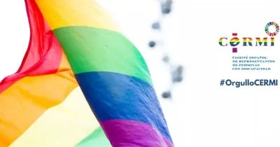 cartel de cermi con una bandera lgtbi y el #OrgulloCERMI