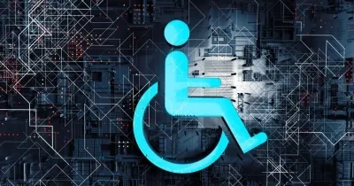 símbolo de las personas con discapacidad en un contexto tecnológico