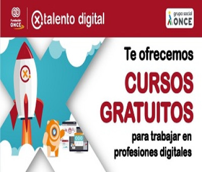 Cartel informativo sobre cursos de 'Por talento digital' convocados por Fundación ONCE