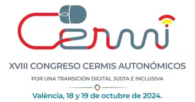 Logo dle XVIII Congreso CERMIS Autonómicos, lema "por una transición digital justa e inclusiva· y las fechas del evento