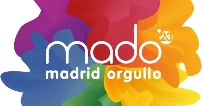 Unas flores con los colores del orgullo gay y texto que dice mado 23