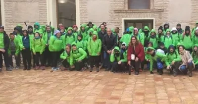 Momento del desarrollo de la primera de las cuatro etapas que completarán cien peregrinos con discapacidad intelectual y del desarrollo (Fuente: Plena inclusión Región de Murcia)