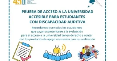 Banner de FIAPAS sobre la prueba de acceso a la Universidad 2023 accesible para estudiantes con discapacidad auditiva