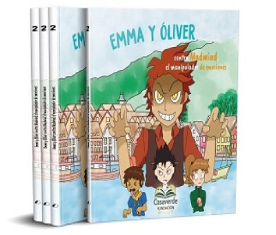 Varios ejemplares del libro "EMMA Y ÓLIVER contra Madmind, el manipulador de emociones", de la colección CASITA VERDE