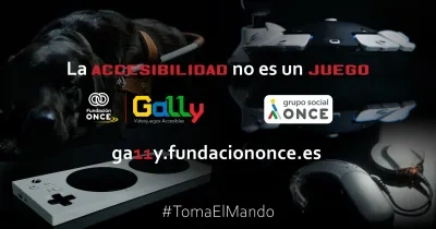 titulo "la accesibilidad no es un juego" mas logos de Gally y ONCE