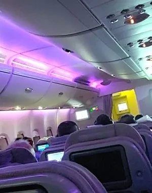 Cabina de una aeronave 'wide body' con diversas medidas de accesibilidad