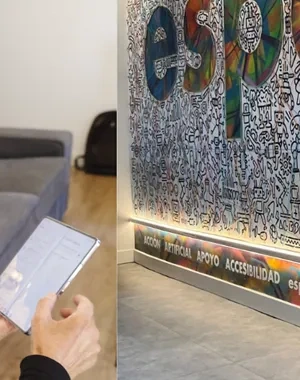 una persona usando productos tecnológicos accesibles