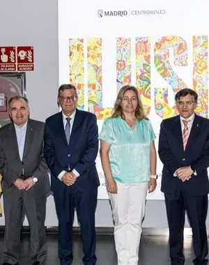 Los participantes y directivos de Fundación ONCE en la presentación de la Bienal
