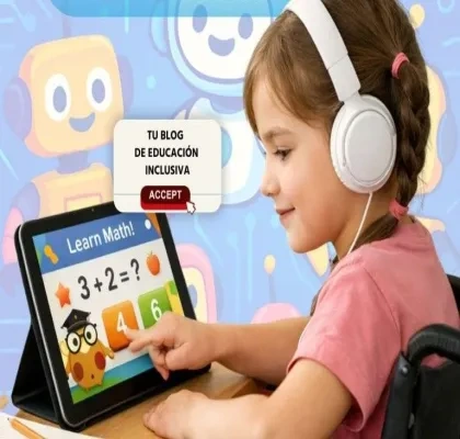 Una niña interactúa con su tableta para aprender matemáticas