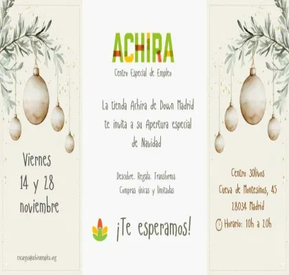 cartel de la invitación a la tienda achira