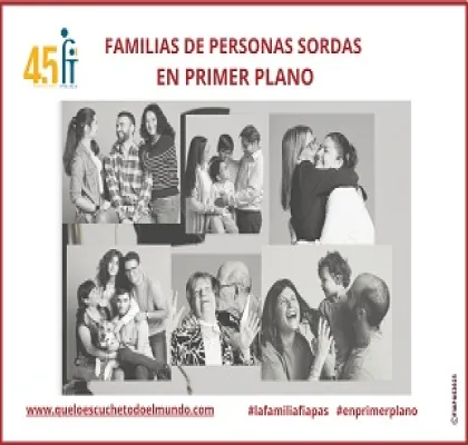 Banner de la campaña de FIAPAS "Familias de personas sordas en primer plano"