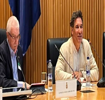 Los dos representantes durante su intervención en la mesa principal