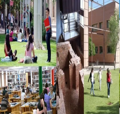 imagenes del campus de la UCLM, salen los jardines exteriores, la biblioteca y algunos pasillos