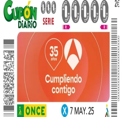 cupon representativo de la once con el lema "cumpliendo contigo" y el logo de antena3