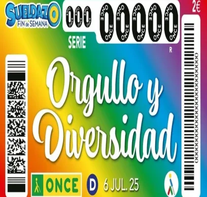 Cupón de la ONCE del próximo domingo 6 de julio con la bandera multicolor del orgullo lgtbi+