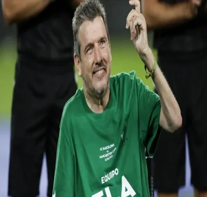 Unzúe durante un partido benéfico por el ELA entre el FCB y ManCity